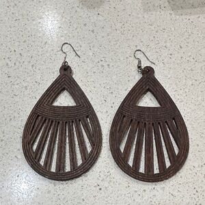 Artisan Crafted Wood Teardrop Cutout Earrings